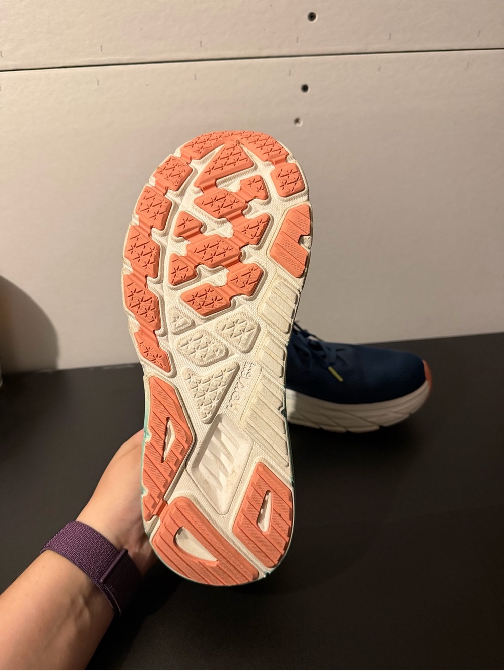 Hoka Arahi 7 Women's 12 Navy and Mint Lightweight Running Shoes - Picture 4 of 5